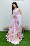 Buy_Vana Ethnics_Purple Viscose Beads And Sequin, Floral Print Square Neck Lehenga Set _Online_at_Aza_Fashions