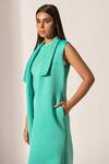 Shop_Kritika Madan Label_Blue Neoprene Mini Dress With Coat_Online_at_Aza_Fashions