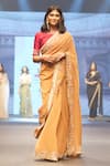 SHINOR_Beige Saree Georgette Embellished Border With Raw Silk Blouse _Online_at_Aza_Fashions