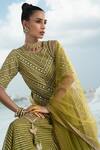 Buy_Seeaash_Green Net Embroidery Gota Patti Scoop Neck Mirror Kurta Sharara Set _Online_at_Aza_Fashions