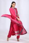 Neha Gursahani_Pink Georgette Embroidery Floral Round Scalloped Hemline Kurta Set_Online_at_Aza_Fashions