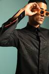 Sahil Aneja_Black Cotton Screen Lines Shirt  _Online_at_Aza_Fashions