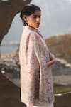 Neiza by Neeti Seth_Pink Cashmere Wool Printed And Hand Embroidered Floral & Cape  _Online_at_Aza_Fashions