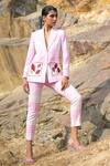 Neiza by Neeti Seth_Pink Checkered Cashmere Wool Jacket_Online_at_Aza_Fashions