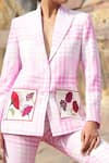Buy_Neiza by Neeti Seth_Pink Checkered Cashmere Wool Jacket_Online_at_Aza_Fashions