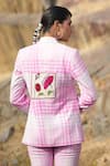 Neiza by Neeti Seth_Pink Checkered Cashmere Wool Jacket_at_Aza_Fashions