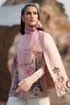 Buy_Neiza by Neeti Seth_Pink Cashmere Wool Hand Embroidered Aari Work Bow Paris Cape  _Online_at_Aza_Fashions