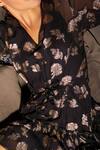 Tasuvure Black Satin Floral, Mesh V Neck Miami Muse Embroidered Dress Online at Aza Fashions Tasuvure_Black Satin Floral, Mesh V Neck Miami Muse Embroidered Dress _Online_at_Aza_Fashions