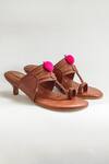 The Alter Brown Pom-poms Kohla Kitten Heels Online at Aza Fashions The Alter_Brown Pom-poms Kohla Kitten Heels _Online_at_Aza_Fashions