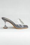The Alter_Grey Rhinestones Estella Transparent Strap Embellished Pyramid Heels_Online_at_Aza_Fashions