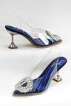 The Alter_Blue Embellished Layla Pyramid Heels_Online_at_Aza_Fashions