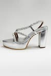 THE ALTER_Silver Embellished Kiara Strap Platform Block Heels _Online_at_Aza_Fashions