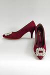 The Alter_Maroon Rhinestones Sophie Embellished Stiletto Heels _at_Aza_Fashions