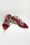 The Alter_Maroon Rhinestones Kiara Embellished Kitten Heels _Online_at_Aza_Fashions