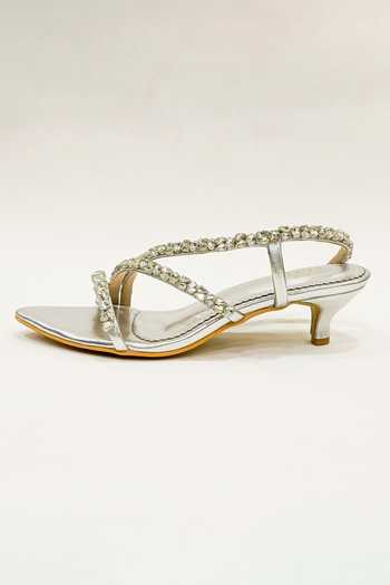 The Alter_Silver Rhinestones Kiara Embellished Kitten Heels _Online_at_Aza_Fashions