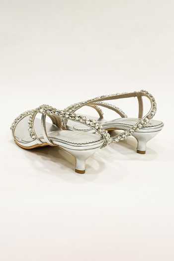 Buy_The Alter_Silver Rhinestones Kiara Embellished Kitten Heels _Online_at_Aza_Fashions