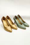 Buy_THE ALTER_Gold Faux Leather / Non Leather Amora Quilted Pump Stiletto Heels