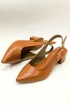 THE ALTER_Brown Faux Leather / Non Leather Slingback Mule Block Heels_Online_at_Aza_Fashions