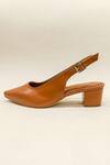 Buy_THE ALTER_Brown Faux Leather / Non Leather Slingback Mule Block Heels_Online_at_Aza_Fashions