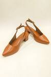 Shop_THE ALTER_Brown Faux Leather / Non Leather Slingback Mule Block Heels_Online_at_Aza_Fashions