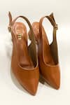 THE ALTER_Brown Faux Leather / Non Leather Slingback Mule Block Heels_at_Aza_Fashions