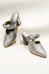 Buy The Alter Silver Metallic Satin Beverly Bow Block Heels Buy_The Alter_Silver Metallic Satin Beverly Bow Block Heels