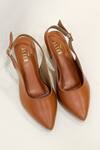 Buy_THE ALTER_Brown Faux Leather / Non Leather Slingback Mule Block Heels