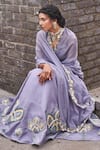 Buy_17:17 By Simmi Saboo_Purple Muslin Silk Printed And Hand Embroidered Saba Lotus Pattern Lehenga Set _Online_at_Aza_Fashions
