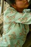 17:17 by Simmi Saboo_Blue Muslin Silk Printed And Hand Embroidered Floral Zoya Kurta Gharara Set _Online_at_Aza_Fashions