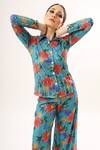 Shop_Nitya Bajaj_Green Net Sequin Embroidered Shirt And Pant Set_Online_at_Aza_Fashions