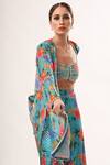Buy_Nitya Bajaj_Green Net Floral Print Jacket Sharara Set_Online_at_Aza_Fashions