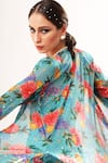 Shop_Nitya Bajaj_Green Net Floral Print Jacket Sharara Set_Online_at_Aza_Fashions