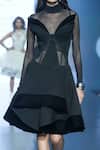 Buy_Saisha Shinde_Black Denim Velvet Full Sleeve Dress_Online_at_Aza_Fashions