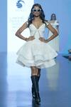 Saisha Shinde_White Tulle Lace Embroidered Dress_Online_at_Aza_Fashions