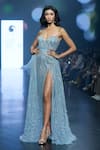 Shop_Saisha Shinde_Blue Tulle And Organza Hand Embroidered Cutdana & Strapless Gown _Online_at_Aza_Fashions