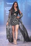 Buy_Nirmooha_Emerald Green Lurex Printed Abstract Open Cape _Online_at_Aza_Fashions