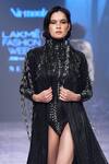 Nirmooha_Black Sequins Turtle Neck Embroidered Bodysuit _Online_at_Aza_Fashions