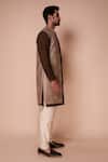 Tisa - Men_Beige Bundi Raw Silk Embroidered Resham Thread And Floral Kurta Set _Online_at_Aza_Fashions