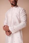 Buy_Tisa - Men_Ivory Kurta Silk Embroidered Resham Thread And Cut Dana Leaf & Pant Set  _Online_at_Aza_Fashions