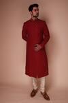 Buy_Tisa - Men_Red Sherwani: Organic Cotton Embroidered Thread And Sequin Aspen Set For Men_Online_at_Aza_Fashions