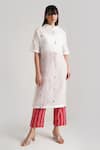 Buy_Indigo Dreams_Ivory Handwoven Jamdani (100% Cotton) Evana Trouser Set  _Online_at_Aza_Fashions