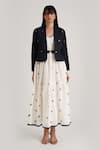 Buy Ivory Handwoven Jamdani (100% Cotton) Solus Tiered Jacket Set For ...