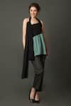 Shop_House Of Behram_Black Modal Halter Neck Color Block Top _Online_at_Aza_Fashions