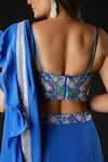 Shop_Vana Ethnics_Blue Viscose Sequins, Cut Work Pre-draped Saree With Hand Embroidered Bustier _Online_at_Aza_Fashions
