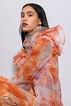 Buy_Itara_Orange Organza Tie Dye Top Ruffled Carnelian Pant Set _Online_at_Aza_Fashions