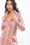 Buy_Itara_Multi Color Satin Silk Striped Notched Lapel Blazer Dress _Online_at_Aza_Fashions