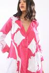 Itara_Pink Cotton Silk And Embroidery Zig Zag Notched Floral Trench Coat _Online_at_Aza_Fashions