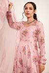 Itraake Pink Anarkali Cotton Silk Printed Floral Round Flowy Set at Aza Fashions Itraake_Pink Anarkali Cotton Silk Printed Floral Round Flowy Set _at_Aza_Fashions