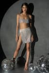 Itrh_Silver Net Lining Satin Kylie Bralette And Paige Wrap Skirt Set  _Online_at_Aza_Fashions