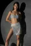 Buy_Itrh_Silver Net Lining Satin Kylie Bralette And Paige Wrap Skirt Set  _Online_at_Aza_Fashions